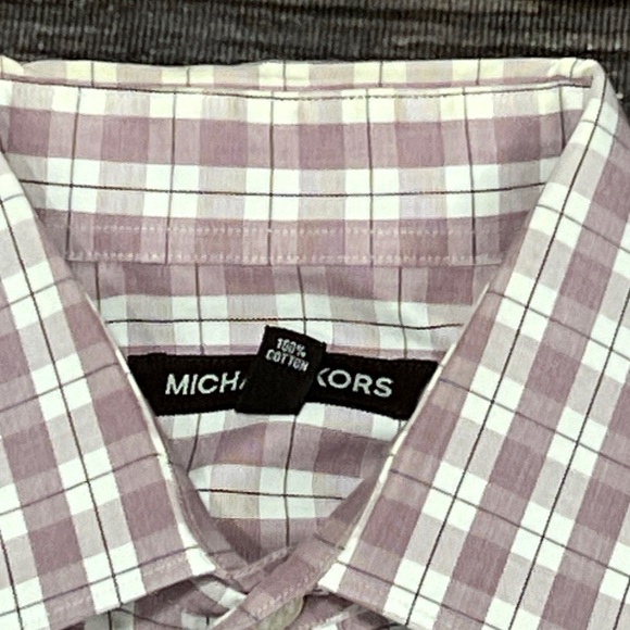Michael Kors Plaid Long Sleeve Button Down Mens Dress Work Shirt - Picture 6 of 6